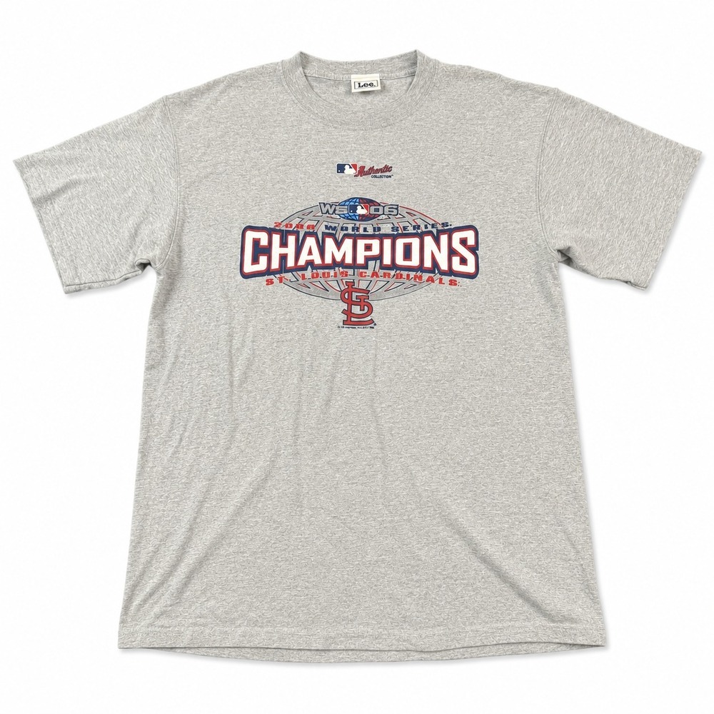 St Louis Cardinals 2006 World Series Champions T Shirt Mens L Gray MLB Lee Sport